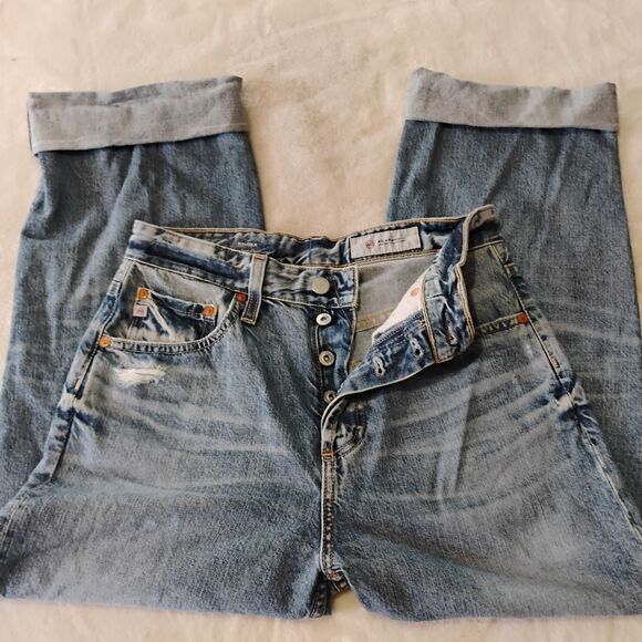 Ag Adriano Goldschmied Denim - AG Adriano Goldschmied Knox High Rise Baggy Boyfriend Jeans Women 25R Distressed
